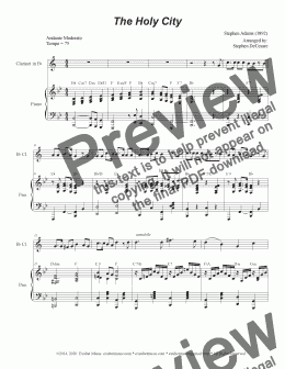 page one of The Holy City (Bb-Clarinet solo and Piano)