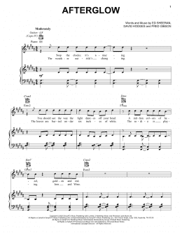 page one of Afterglow (Piano, Vocal & Guitar Chords (Right-Hand Melody))