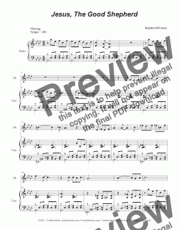 page one of Jesus, The Good Shepherd (Oboe solo and Piano)