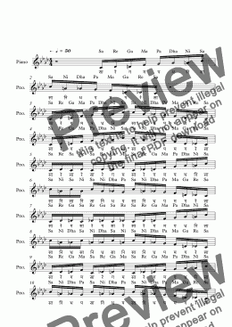 page one of Kanakangi Raga (Indu Chakra)--Carnatic Music-Exercise Patterns