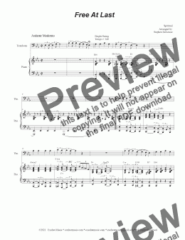 page one of Free At Last (Trombone solo and Piano)