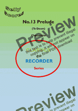 page one of CLASSICES FOR RECORDER SERIES 13. Prelude  (Te Deum)  Charpentier   for Descant Recorder and Piano