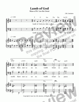 page one of Lamb of God (Mass of St. Leo)