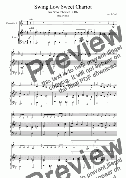 page one of Swing Low Sweet Chariot for Solo Clarinet in Bb and Piano