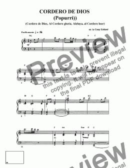 page one of Cordero de Dios Midley satb letra adaptada