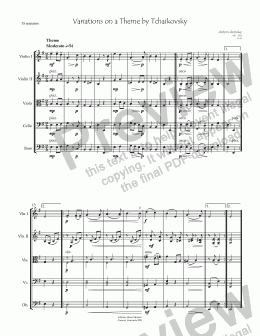 page one of Arensky Variations on a Theme by Tchaikovsky - Full Score