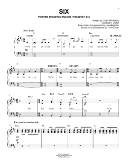 page one of Six (from Six: The Musical) (Easy Piano)