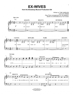 page one of Ex-Wives (from Six: The Musical) (Easy Piano)