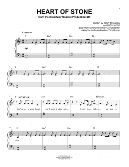 page one of Heart Of Stone (from Six: The Musical) (Easy Piano)