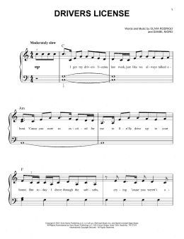 page one of drivers license (Easy Piano)