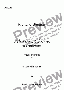 page one of Wagner - Pilgrim’s Chorus for organ solo