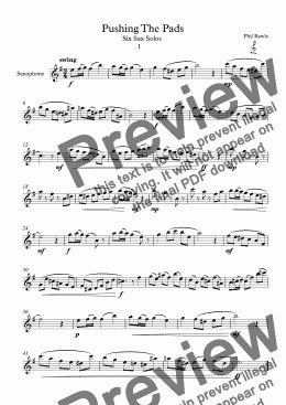 page one of Pushing The Pads - Six Unaccompanied Sax Solos