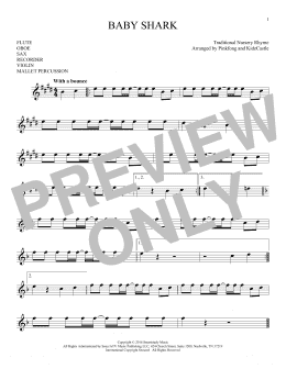 page one of Baby Shark (Instrumental Solo – Treble Clef High Range)