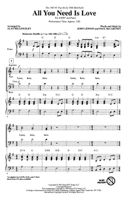 page one of All You Need Is Love (arr. Alan Billingsley) (SATB Choir)