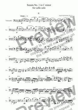 page one of Sonata No. 1 in C minor for cello solo, Op. 16 - II. Adagio