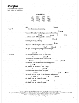 page one of Afterglow (Guitar Chords/Lyrics)