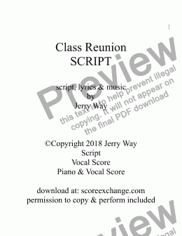 page one of Class Reunion (Script for Musical Comedy)