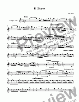 page one of Mendez, Rafael - El Gitano - trumpet Bb