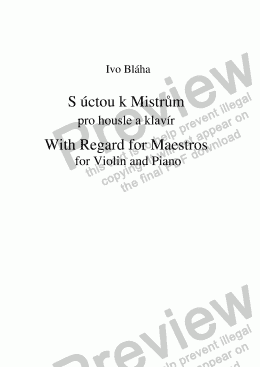page one of WITH REGARD FOR MAESTROS (S Úctou k Mistrům) for violin and piano