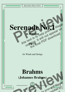 page one of Brahms-Serenade No.1,Op.11,in D Major,for Orchestra