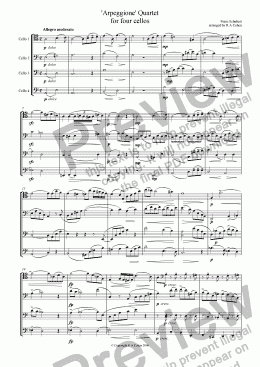 page one of Schubert - ’ARPEGGIONE’ QUARTET - for cello quartet