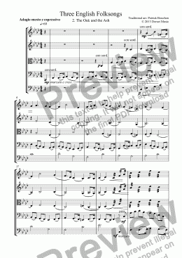 page one of Three English Folksongs For Strings 2.The Oak And The Ash