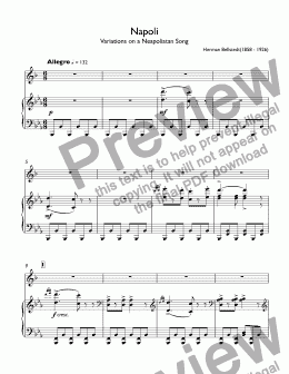 page one of Bellstedt, Herman -  Napoli - Variations on a Neapolitan Song for trumpet Bb & piano