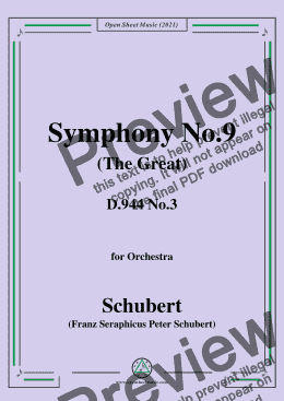 page one of Schubert-Symphony No.9(The Great),D.944 No.3,for Orchestra - score and parts