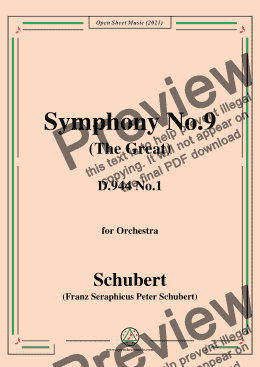 page one of Schubert-Symphony No.9(The Great),D.944 No.1,for Orchestra