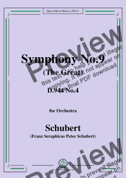 page one of Schubert-Symphony No.9(The Great),D.944 No.4,for Orchestra