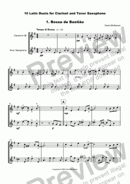 page one of 10 Latin Duets for Clarinet and Tenor Saxophone