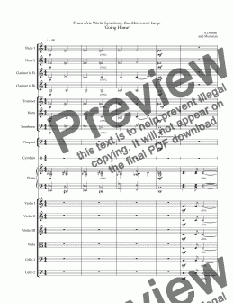 page one of DVORJAK - 'Going Home' A Hymn from 'The New World' (arranged for training orchestra & choir)