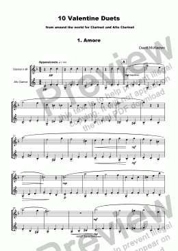 page one of 10 Valentine Duets for Clarinet and Alto Clarinet