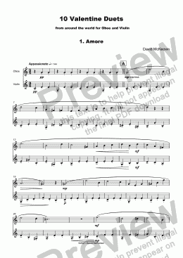 page one of 10 Valentine Duets for Oboe and Violin