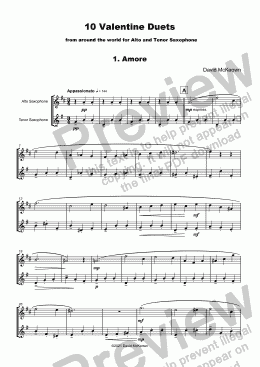 page one of 10 Valentine Duets for Alto and Tenor Saxophone