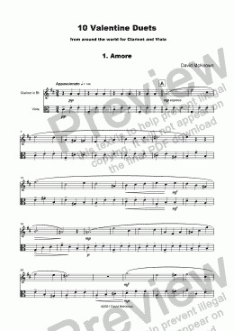 page one of 10 Valentine Duets for Clarinet and Viola