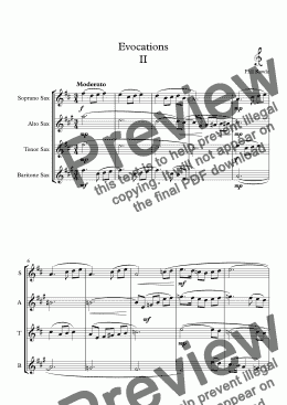 page one of Evocations II - Saxophone Quartet