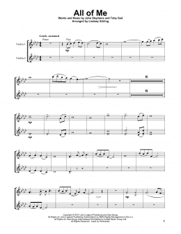 page one of All Of Me (Violin Duet)