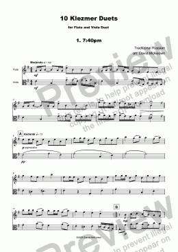 page one of 10 Klezmer Duets for Flute and Viola