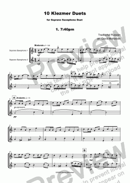 page one of 10 Klezmer Duets for Soprano Saxophone