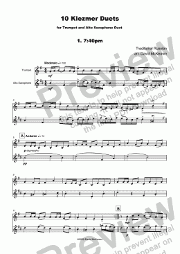 page one of 10 Klezmer Duets for Trumpet and Alto Saxophone