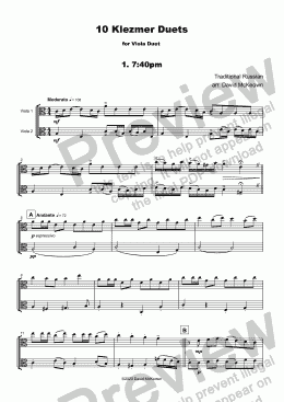 page one of 10 Klezmer Duets for Viola