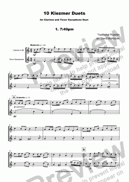 page one of 10 Klezmer Duets for Clarinet and Tenor Saxophone