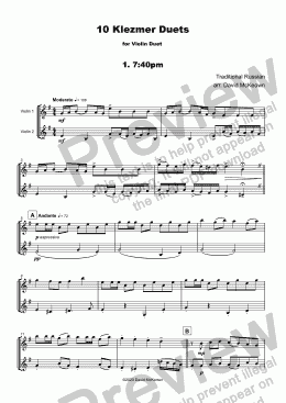 page one of 10 Klezmer Duets for Violin