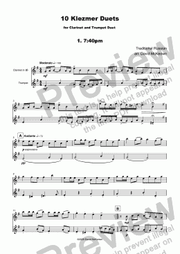 page one of 10 Klezmer Duets for Clarinet and Trumpet