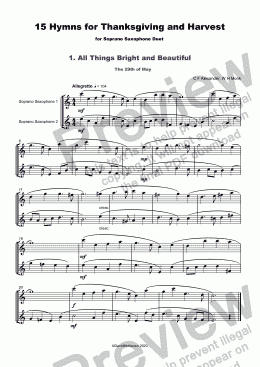 page one of 15 Thanksgiving Hymns for Soprano Saxophone Duet