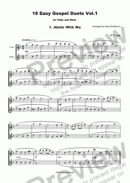 page one of 18 Easy Gospel Duets Vol.1 for Flute and Oboe