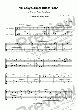 page one of 18 Easy Gospel Duets Vol.1 for Alto and Tenor Saxophone