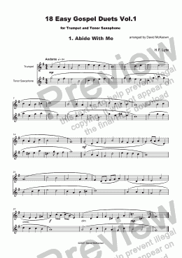 page one of 18 Easy Gospel Duets Vol.1 for Trumpet and Tenor Saxophone