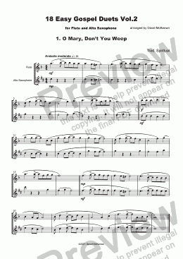 page one of 18 Easy Gospel Duets Vol.2 for Flute and Alto Saxophone